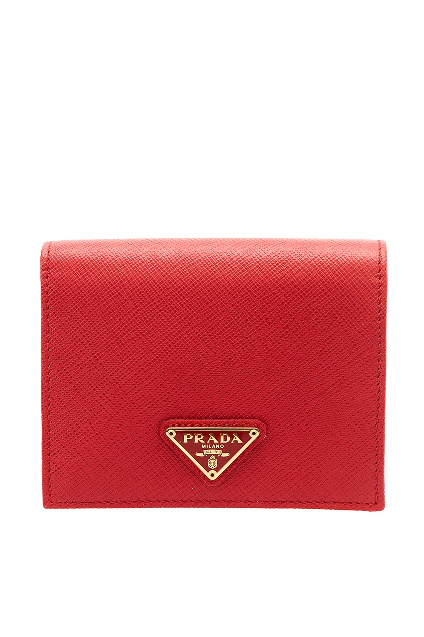 фото Красный кожаный кошелек Prada