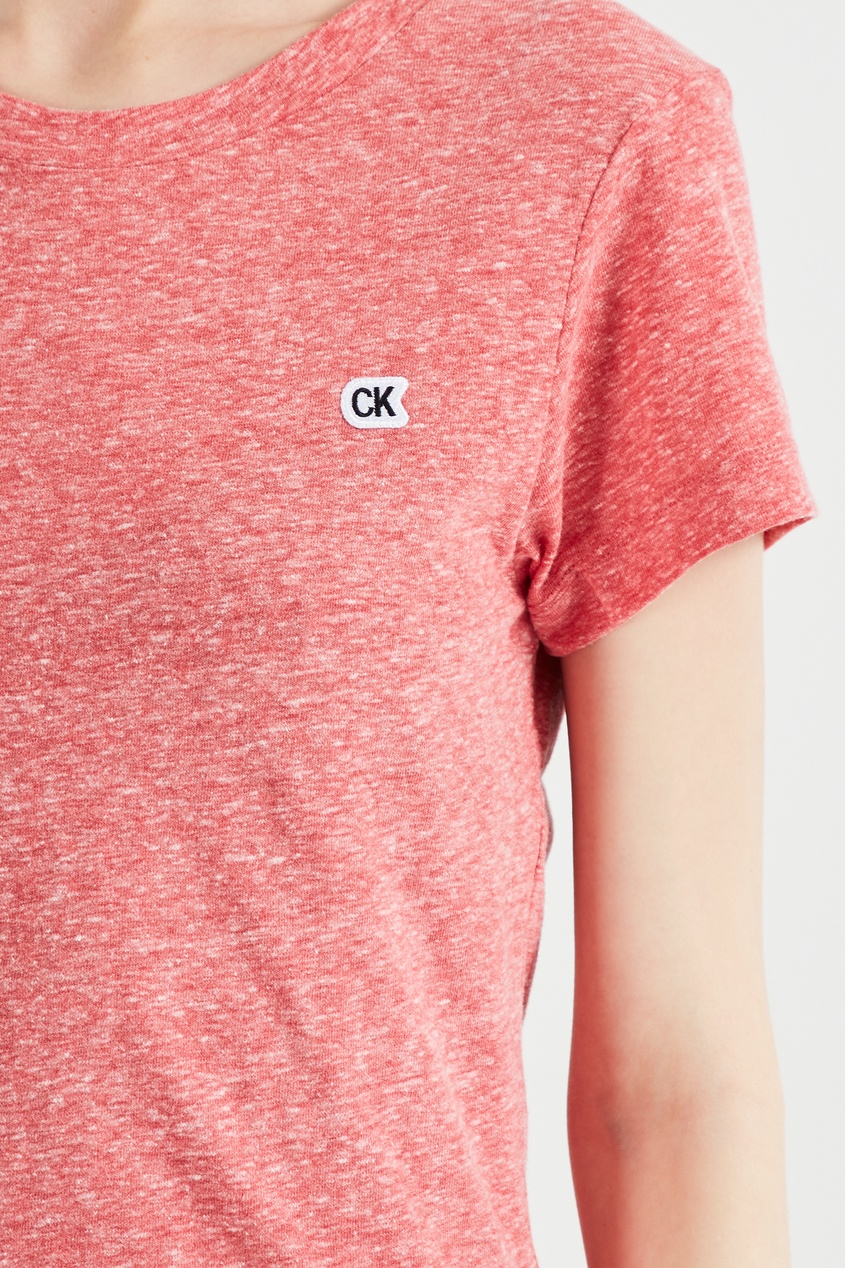 фото Красная меланжевая футболка с логотипом calvin klein