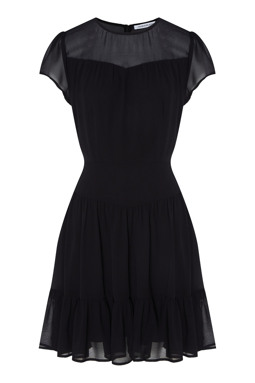 фото Черное платье из шифона calvin klein