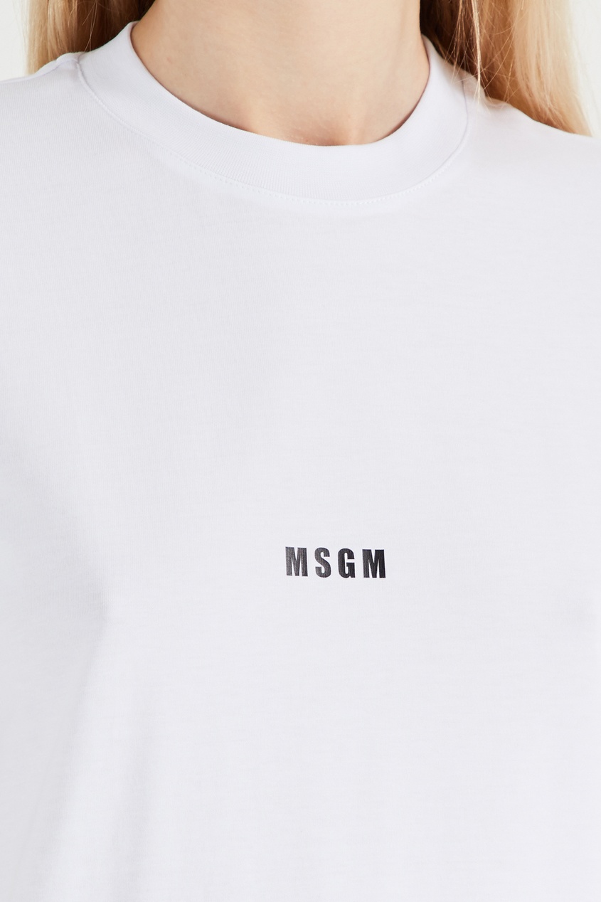 фото Белая футболка с мини-логотипом msgm