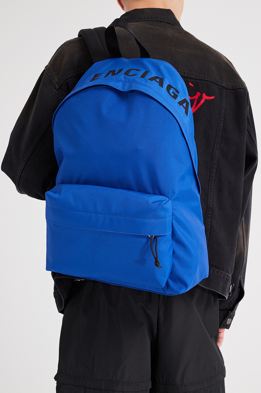 фото Синий рюкзак с логотипом wheel balenciaga