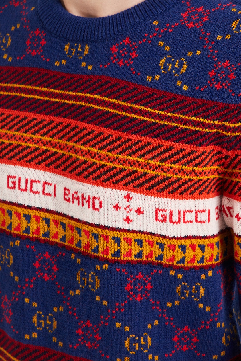 фото Разноцветный джемпер со скандинавским орнаментом Gucci man