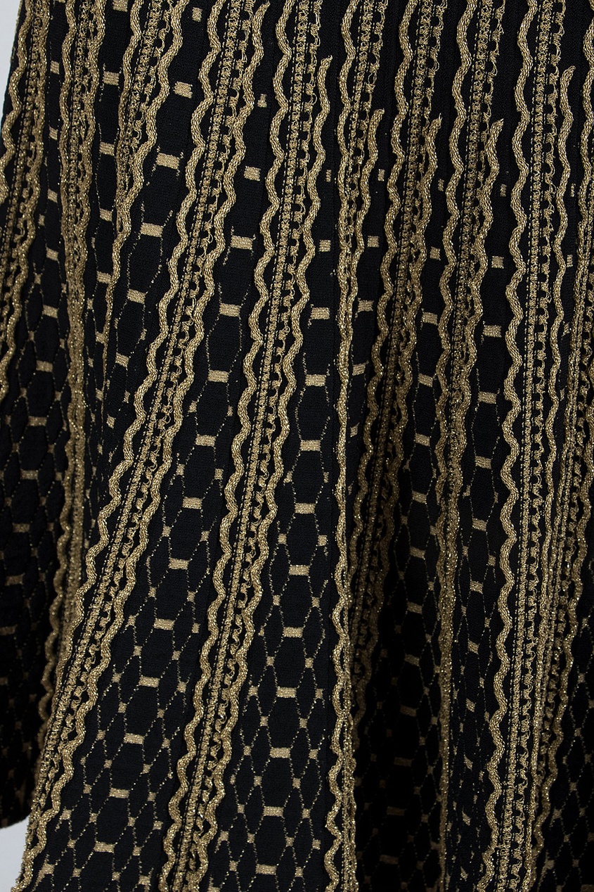 фото Черное платье с золотистым узором roberto cavalli