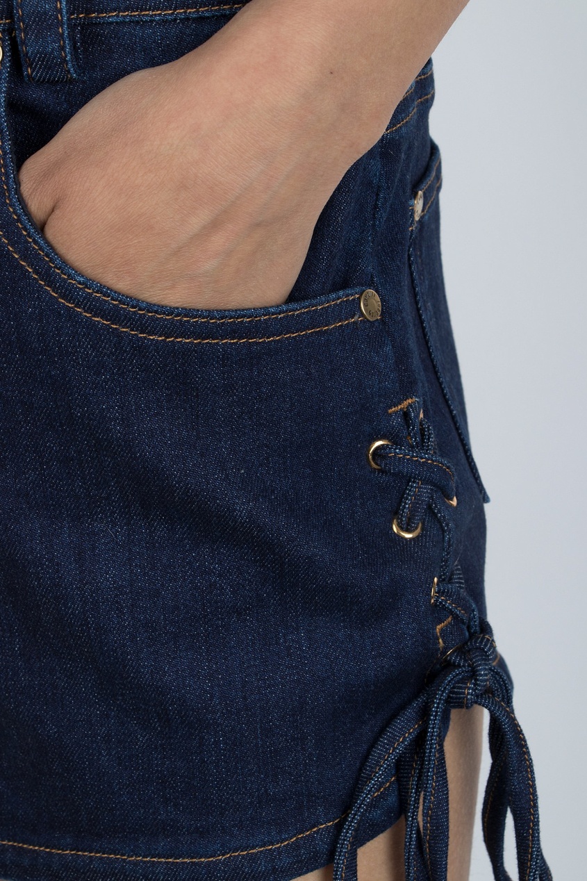 фото Синие джинсовые шорты roberto cavalli