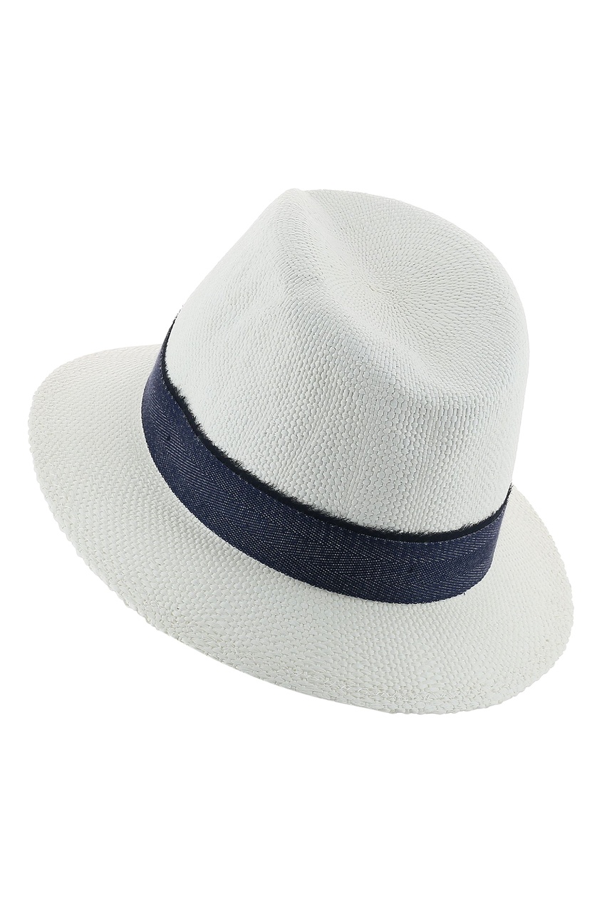 фото Белая шляпа с контрастной лентой Eleventy