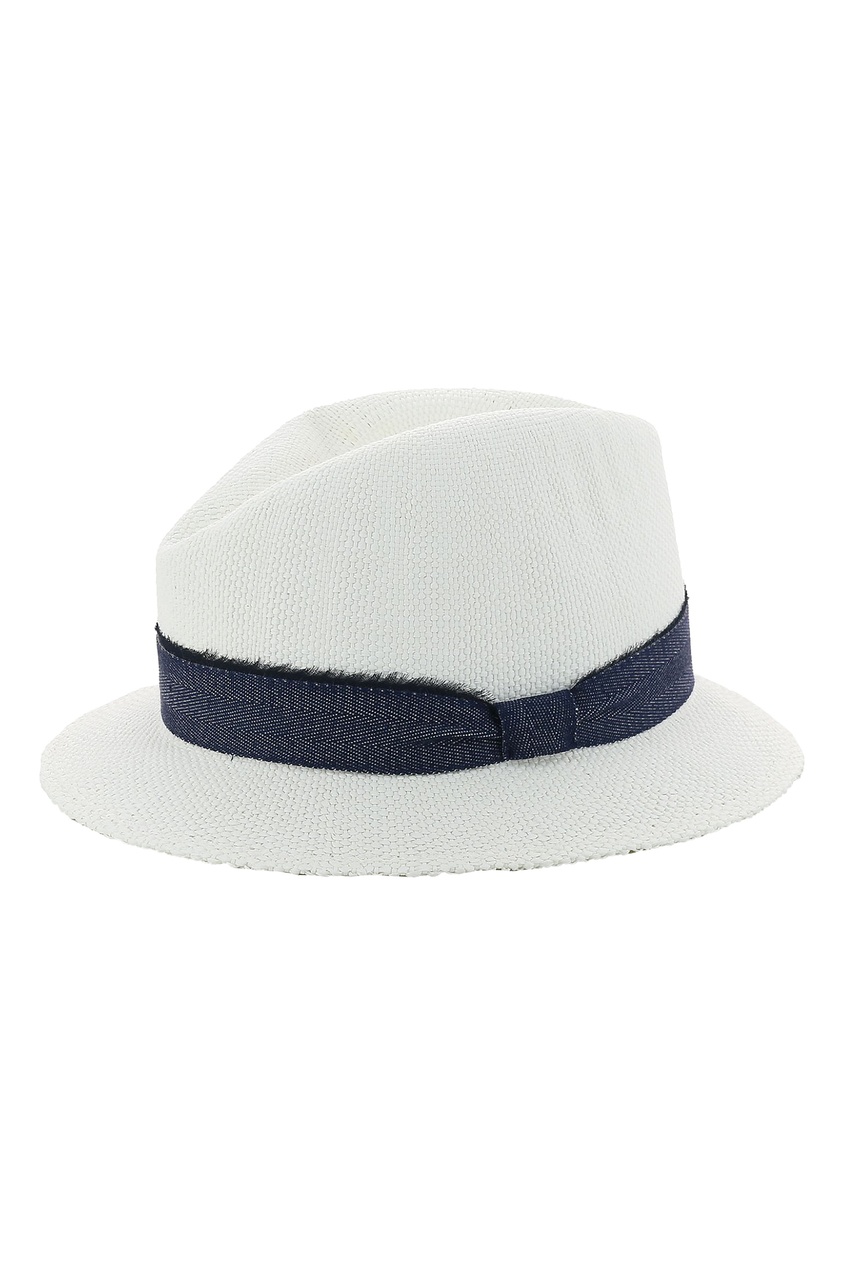 фото Белая шляпа с контрастной лентой Eleventy