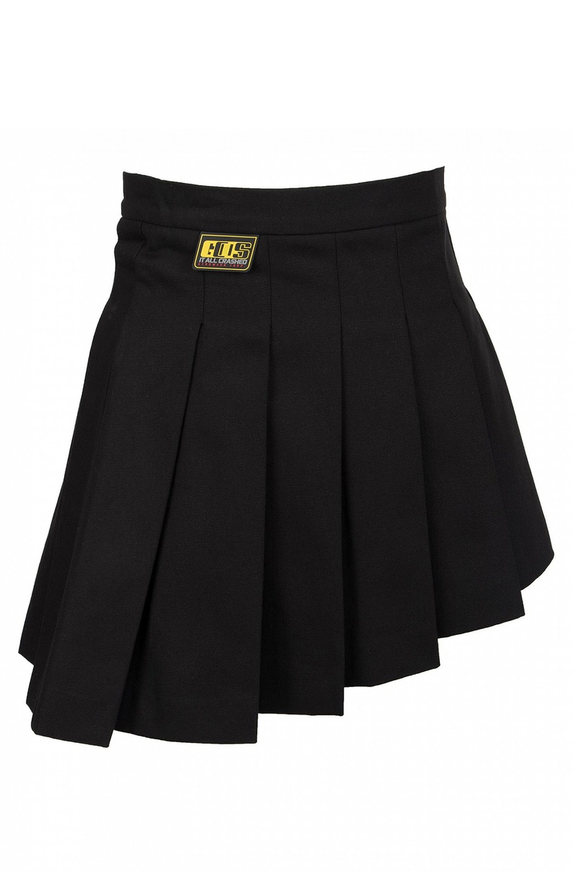 фото Черная асимметричная юбка со складками gcds
