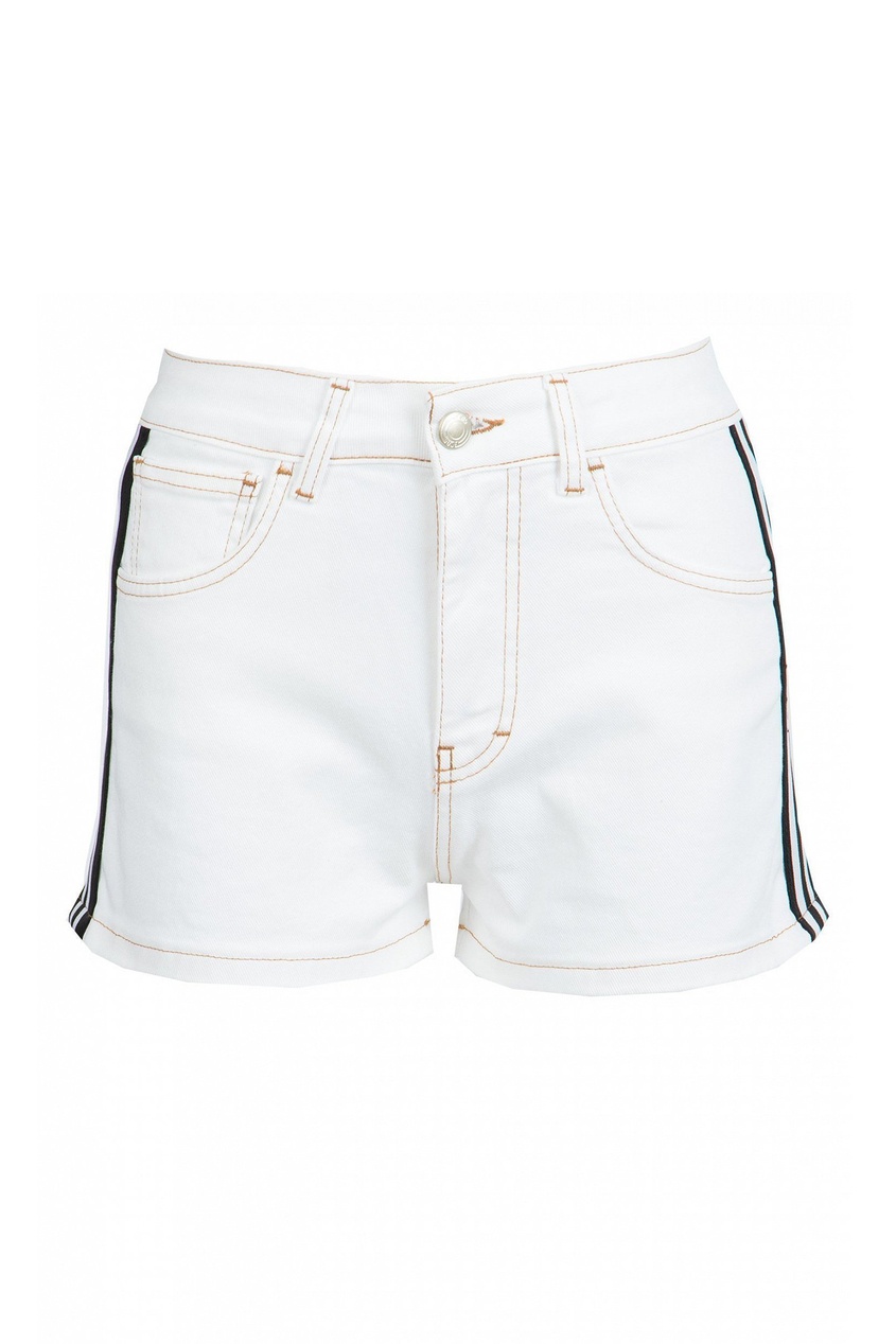 фото Белые джинсовые шорты с лампасами gcds