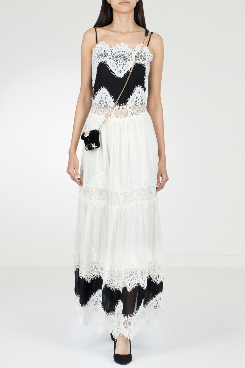 фото Белое платье с кружевными вставками twin-set