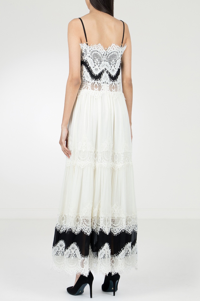 фото Белое платье с кружевными вставками twin-set