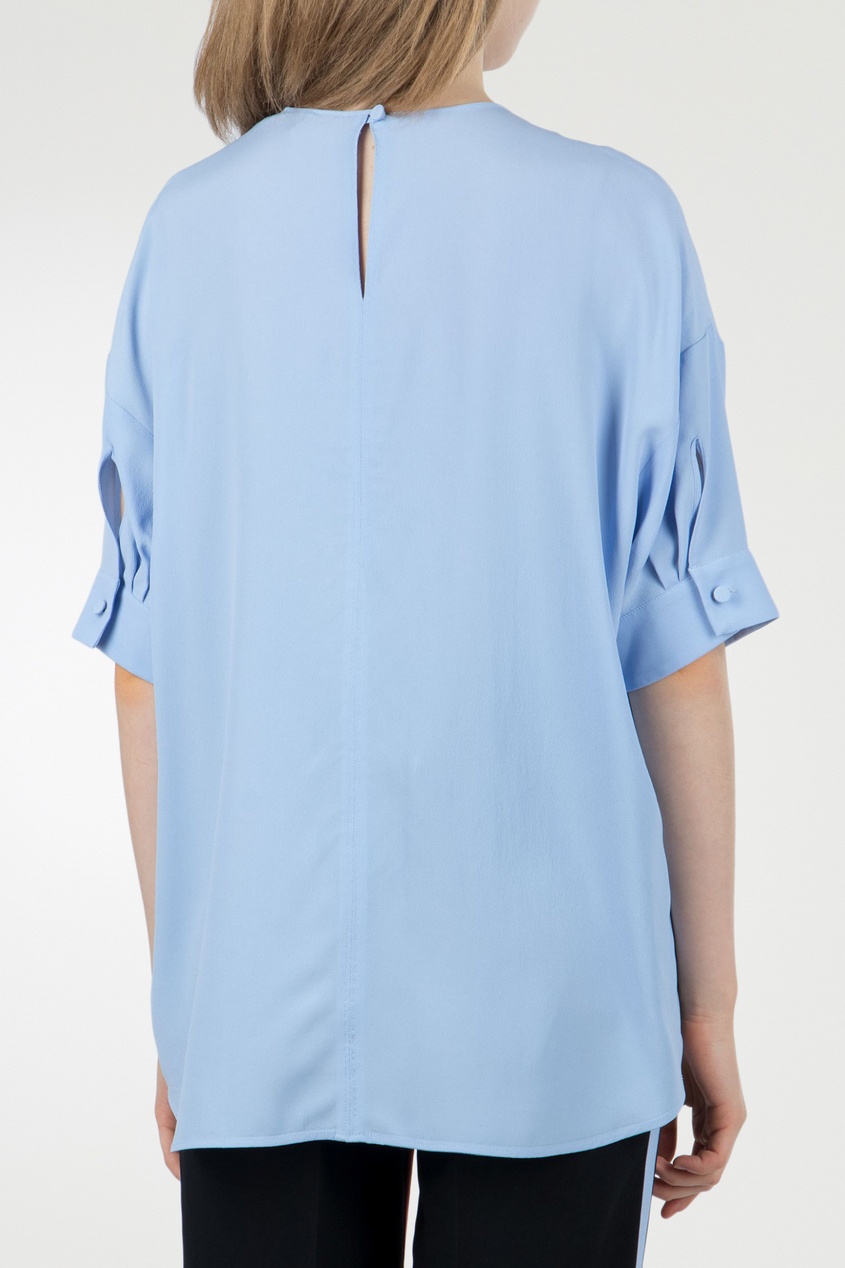 фото Голубая блузка с оборками на груди No.21