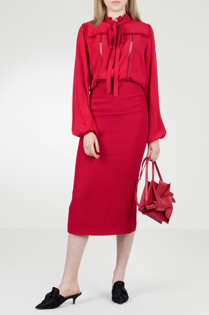 фото Красная облегающая юбка-миди no.21
