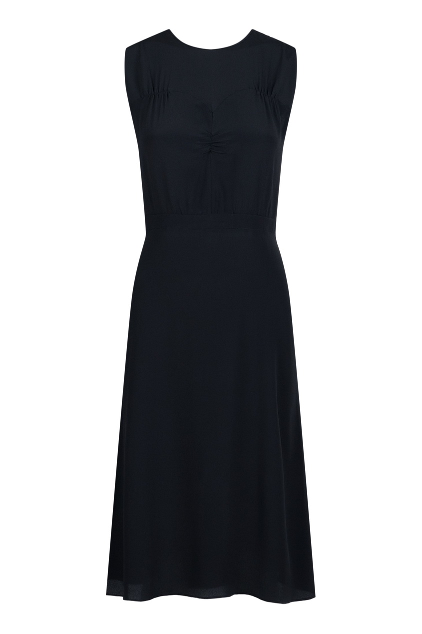 фото Черное приталенное платье с отделкой No.21