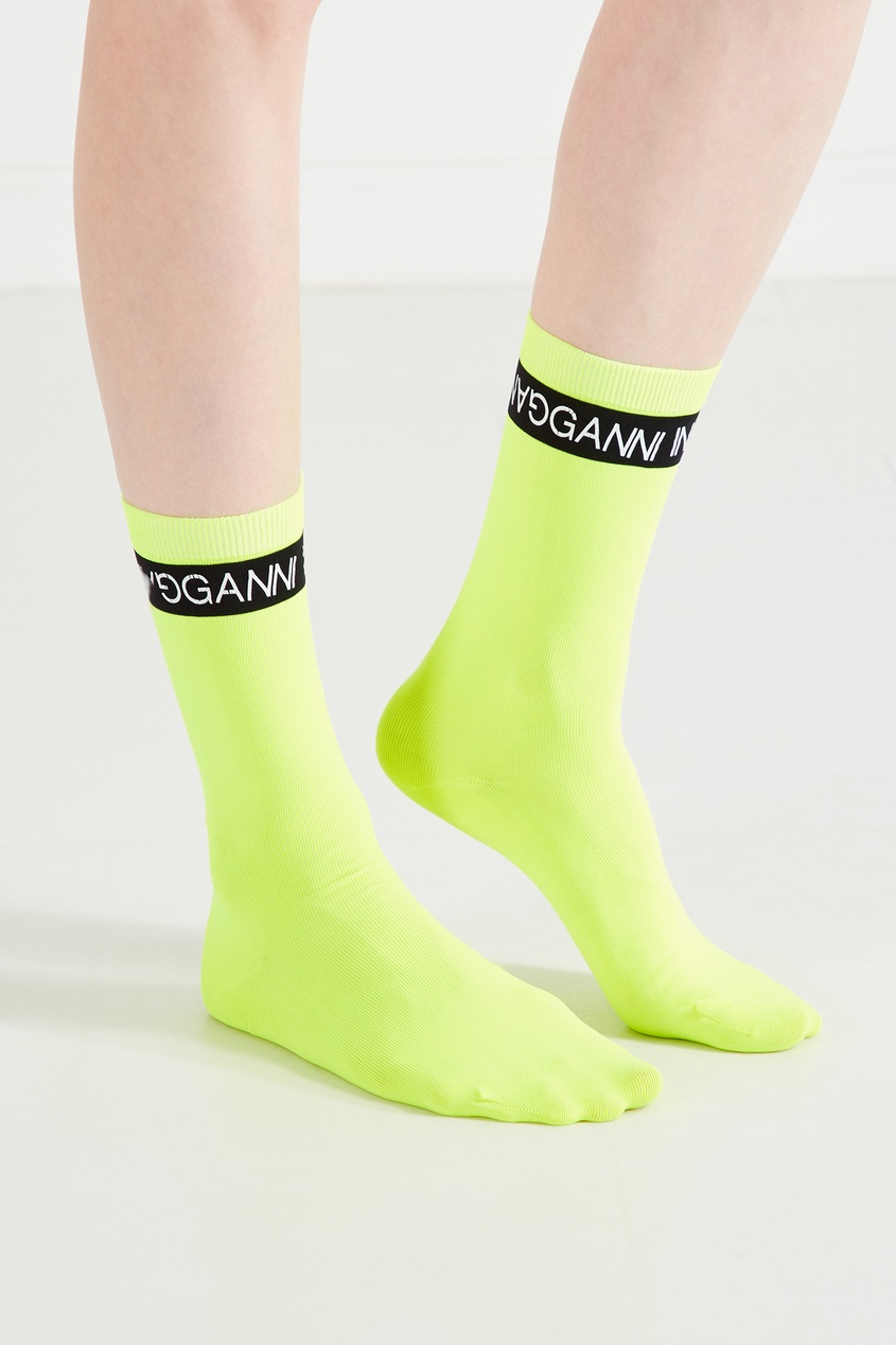 фото Неоново-желтые носки ganni