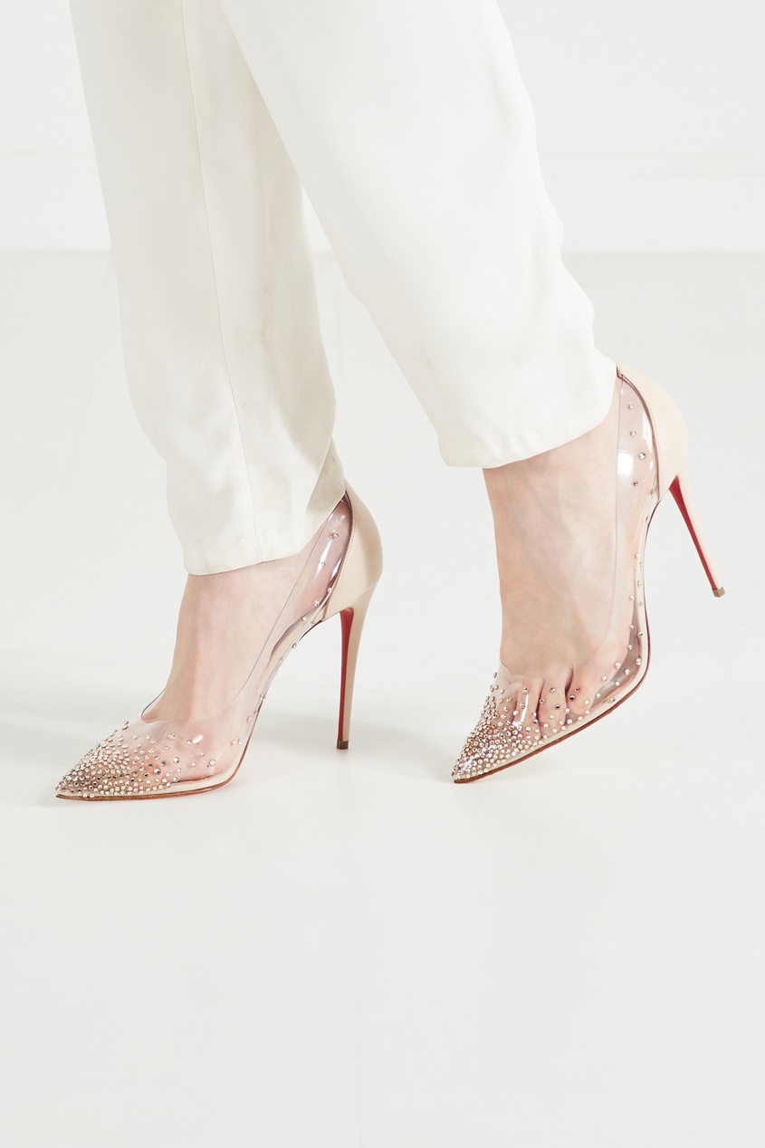 фото Прозрачные туфли со стразами Degrastrass 100 Christian louboutin