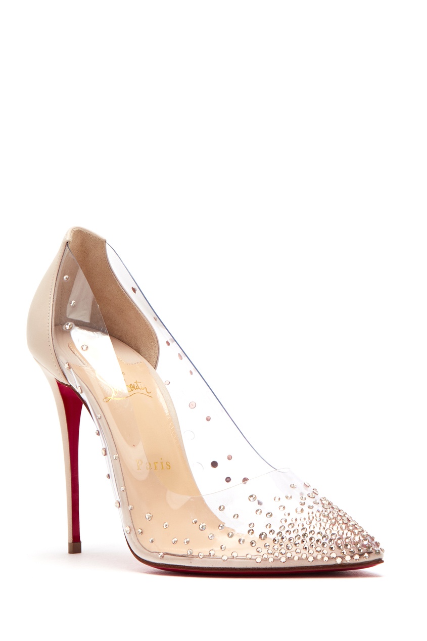 фото Прозрачные туфли со стразами Degrastrass 100 Christian louboutin