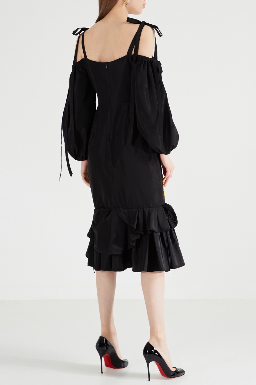 фото Черное платье с вышивкой-подсолнухом maison bohemique
