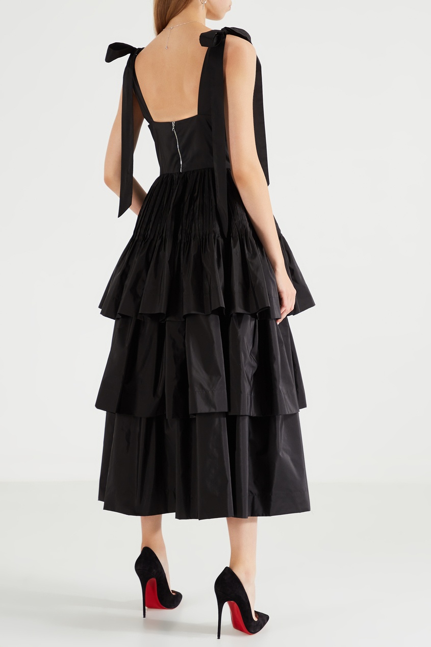фото Черное платье с плиссировкой и оборками maison bohemique