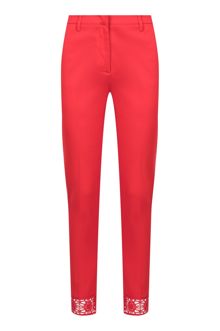 фото Красные брюки с кружевной отделкой blumarine