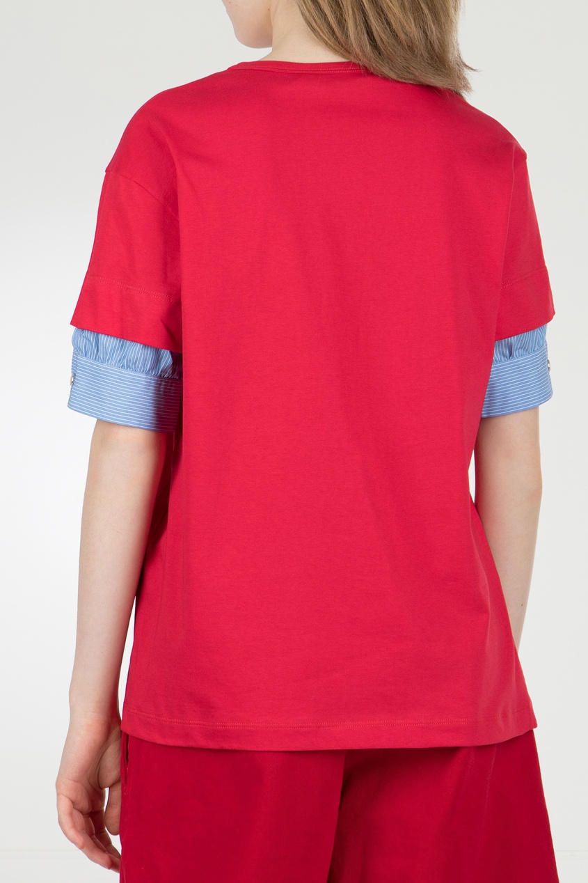 фото Красная футболка с декоративными рукавами No.21
