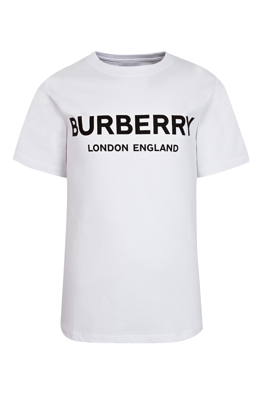 фото Белая футболка с надписью Burberry kids