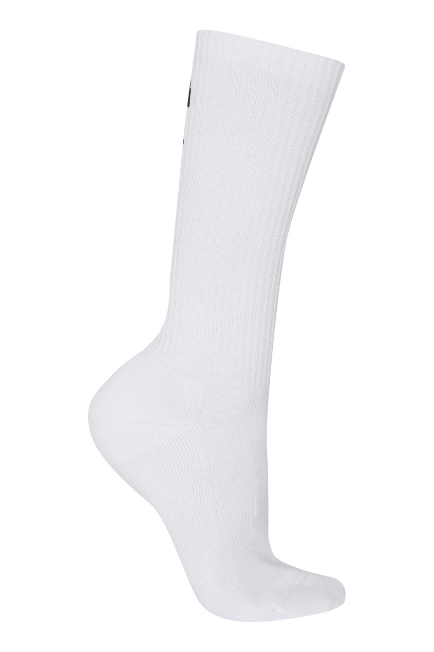 фото Белые носки с черным вышитым логотипом balenciaga
