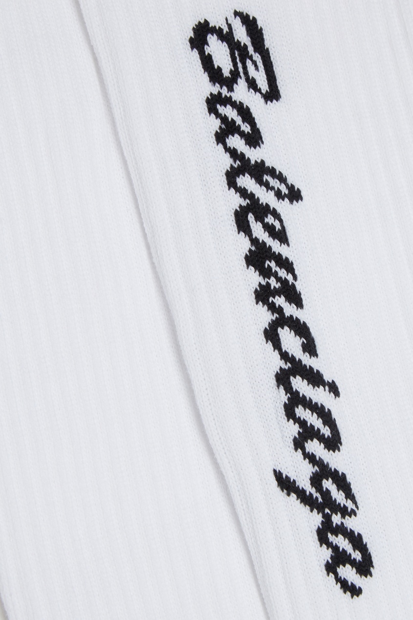 фото Белые носки с черным вышитым логотипом balenciaga