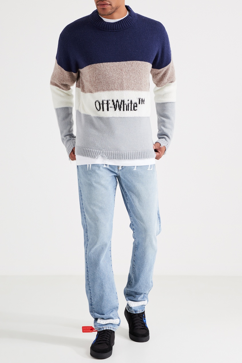 фото Шерстяной свитер в полоску off-white