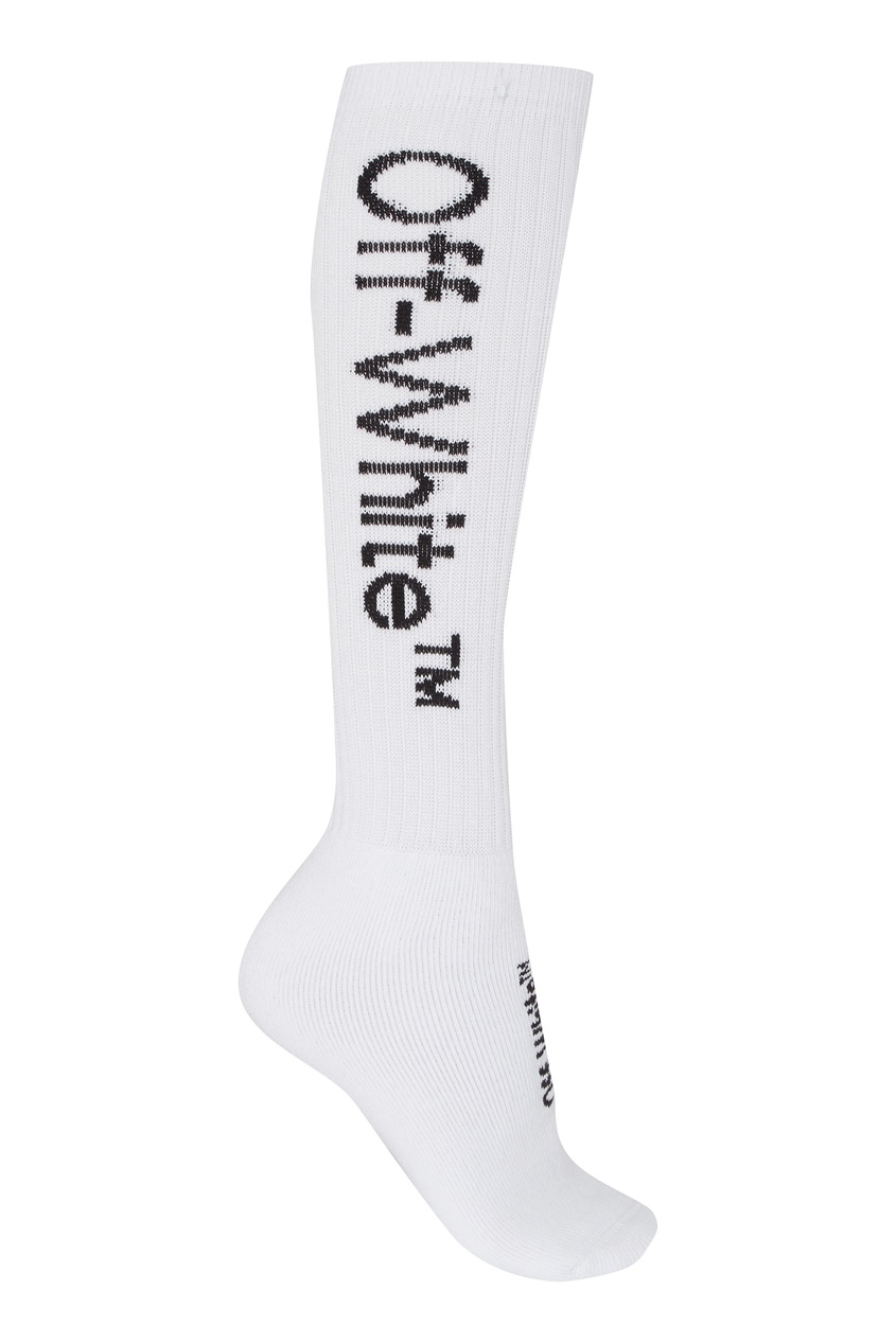 фото Высокие белые носки с логотипом Off-white