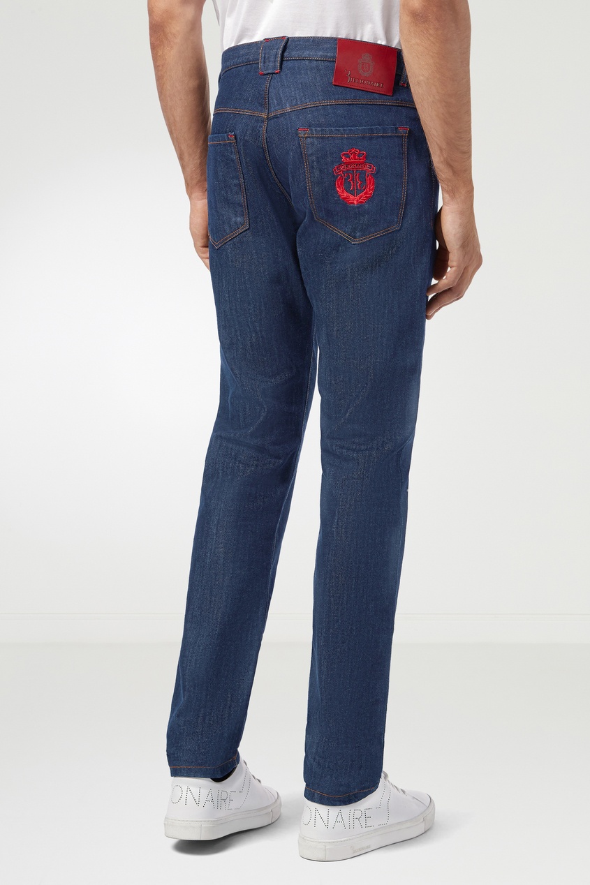 фото Прямые синие джинсы с декором Billionaire