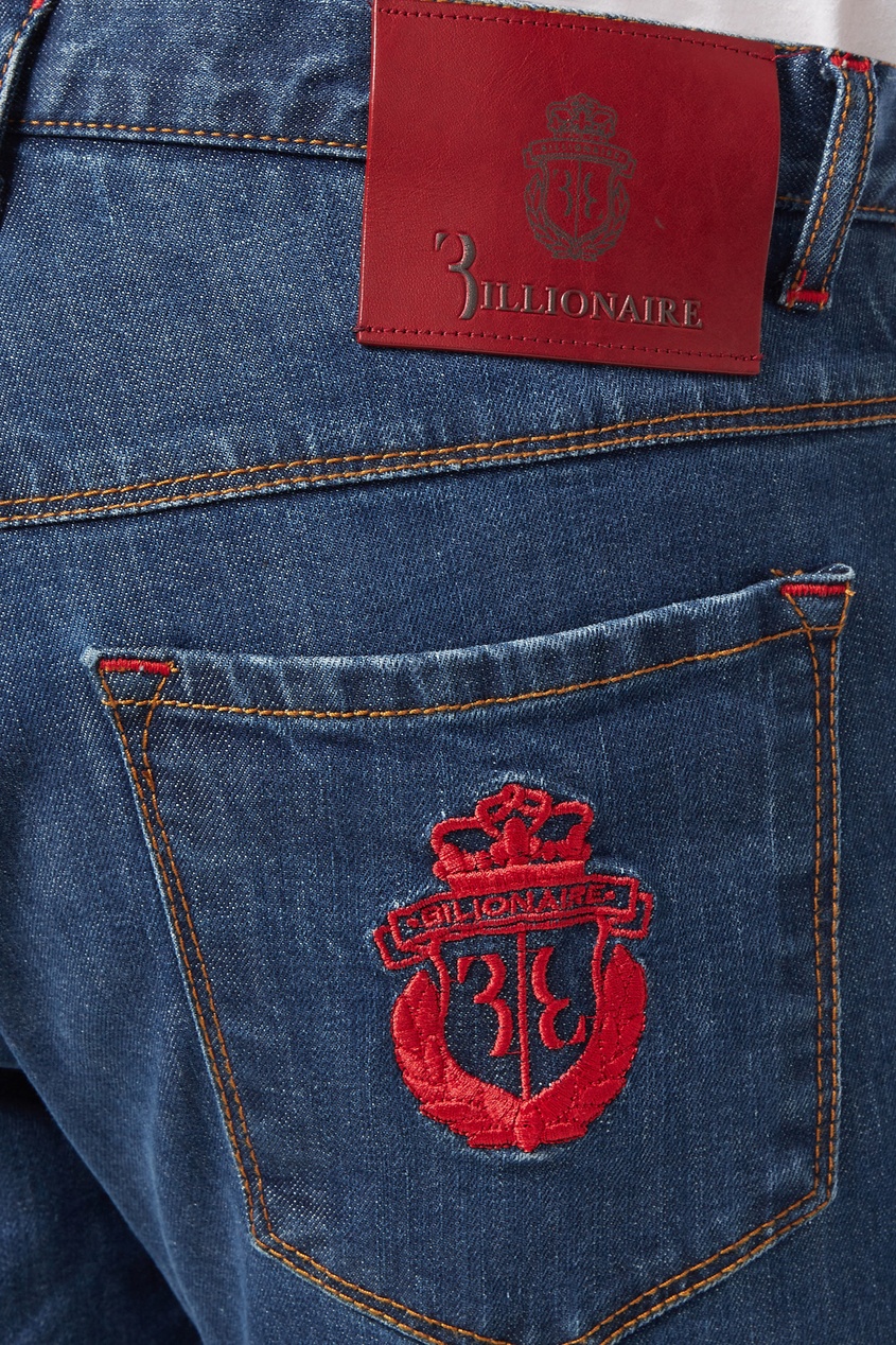 фото Прямые синие джинсы с декором Billionaire