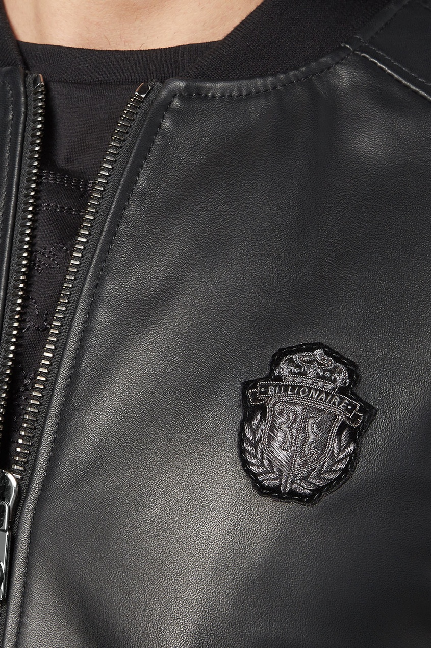 фото Кожаная куртка на молнии Billionaire