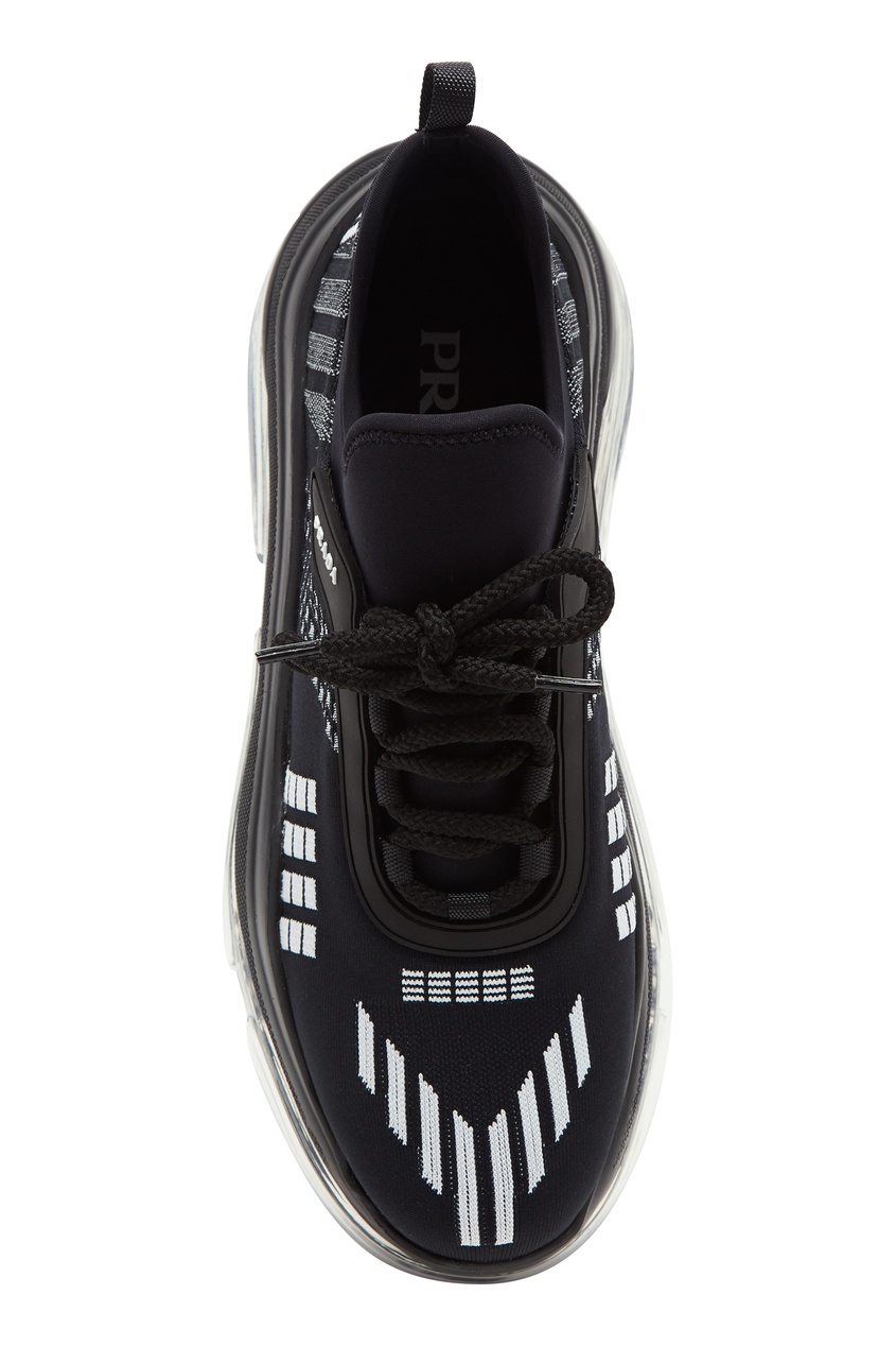 фото Черные кроссовки с контрастной отделкой prada