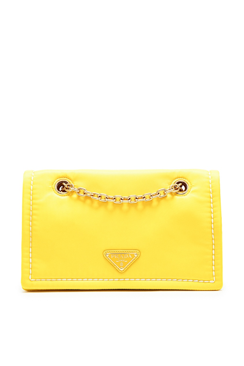 фото Желтая сумка из нейлона Prada