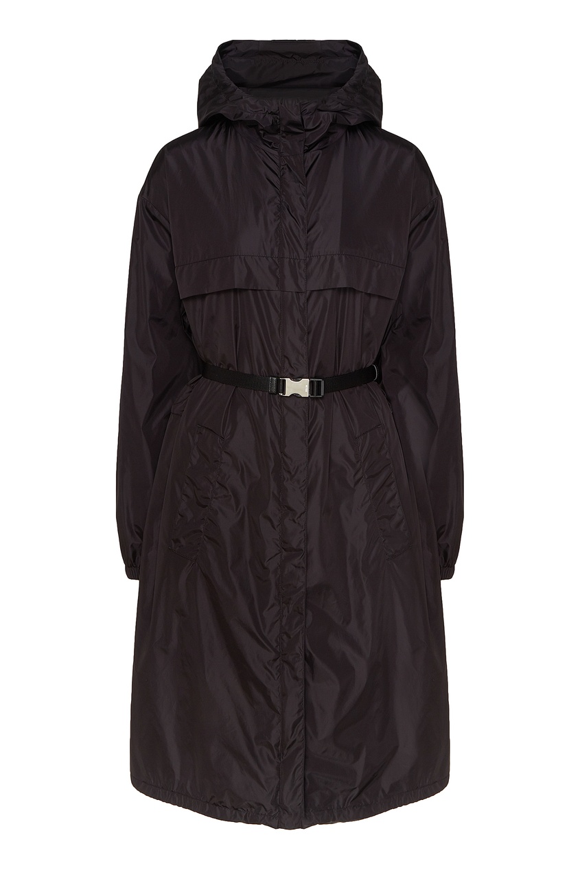 фото Черное пальто с капюшоном Prada