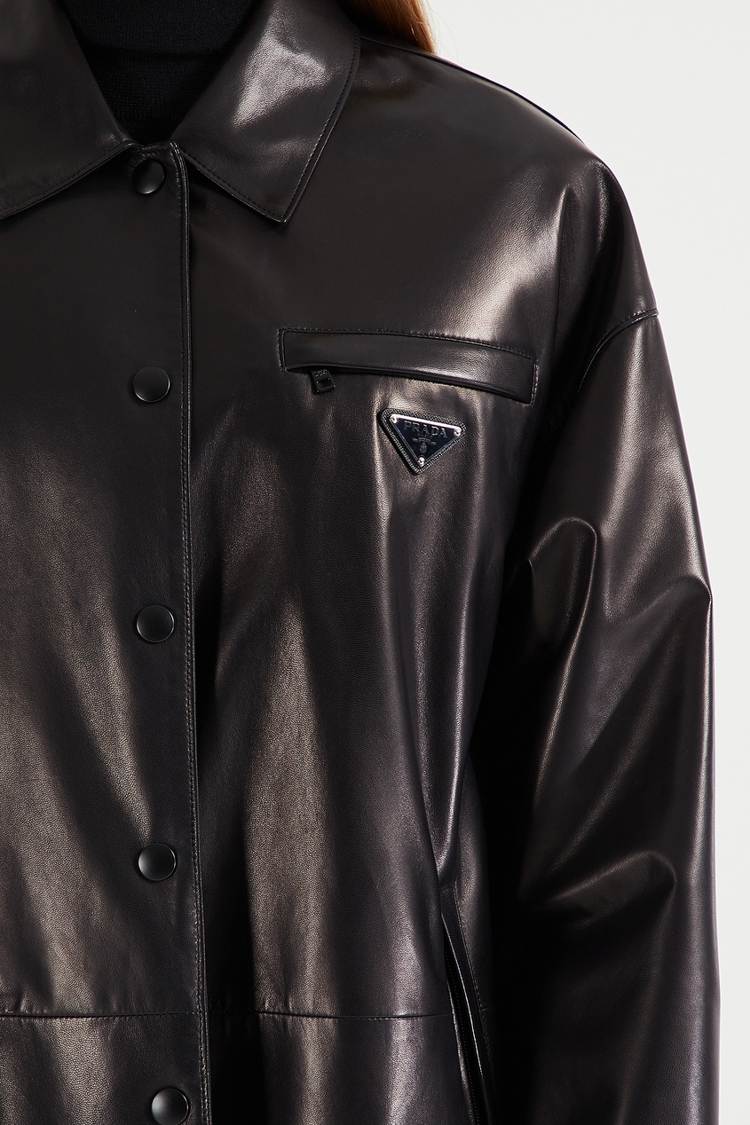 фото Черная куртка с отложным воротником prada