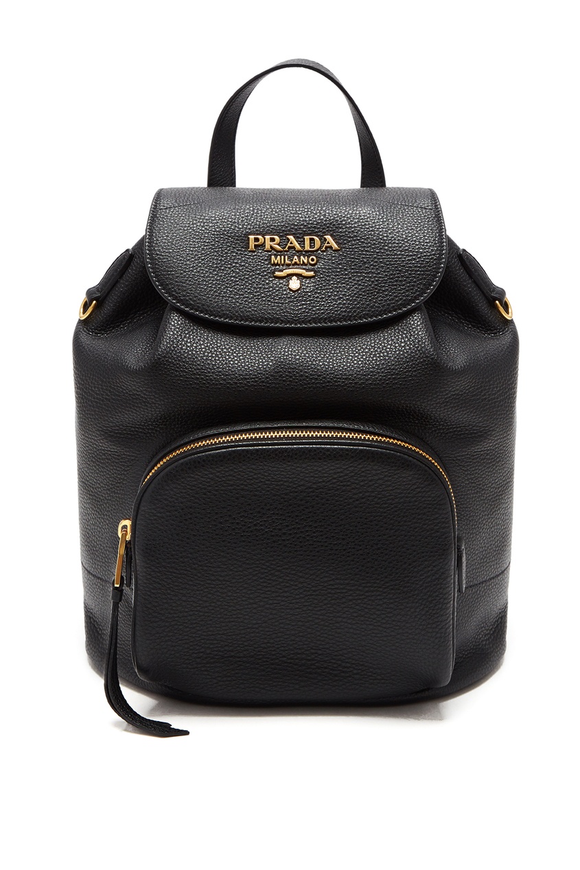 фото Черный кожаный рюкзак Prada