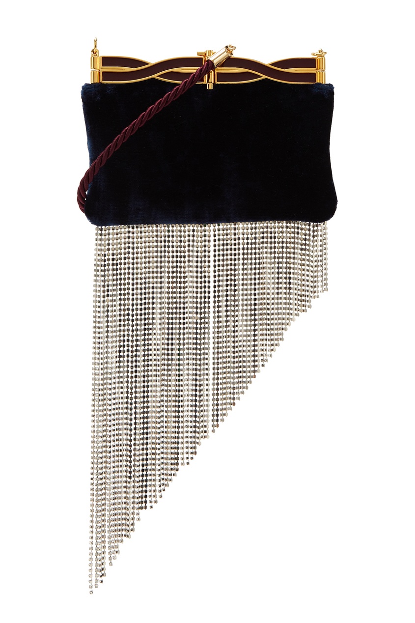 фото Бархатный клатч с вышивкой и стразами Gucci
