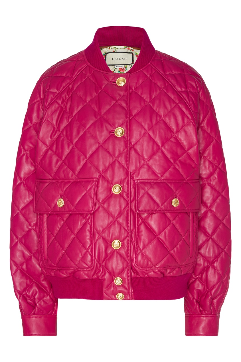 фото Стеганая куртка цвета фуксии Gucci