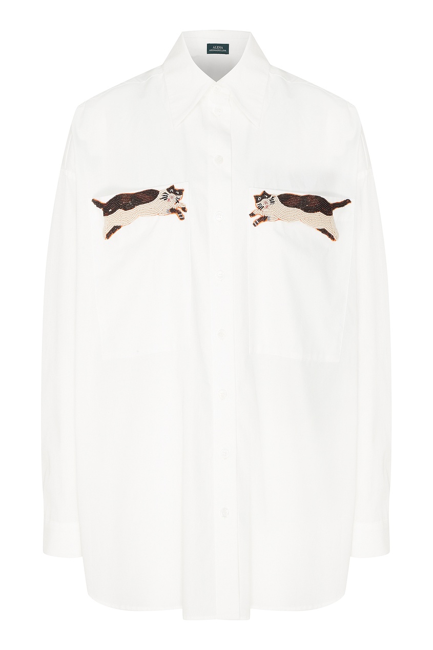 фото Белая блузка с контрастной вставкой alena akhmadullina