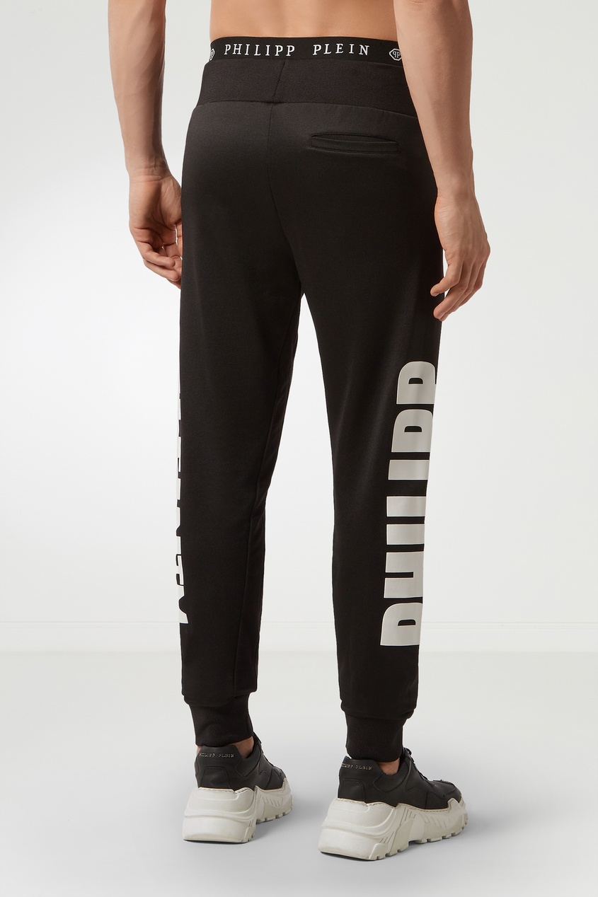 фото Черные брюки-джоггеры с крупными логотипами philipp plein