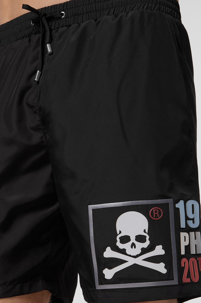 фото Черные шорты с контрастной отделкой philipp plein