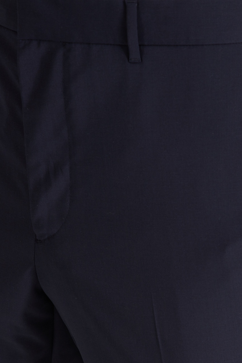фото Темно-синие немнущиеся брюки prada