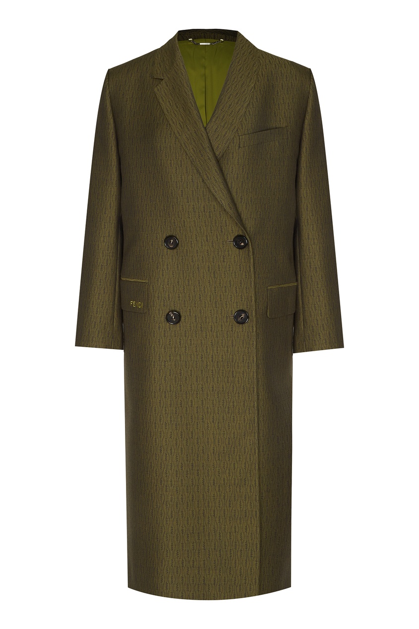 фото Зеленое шерстяное пальто fendi