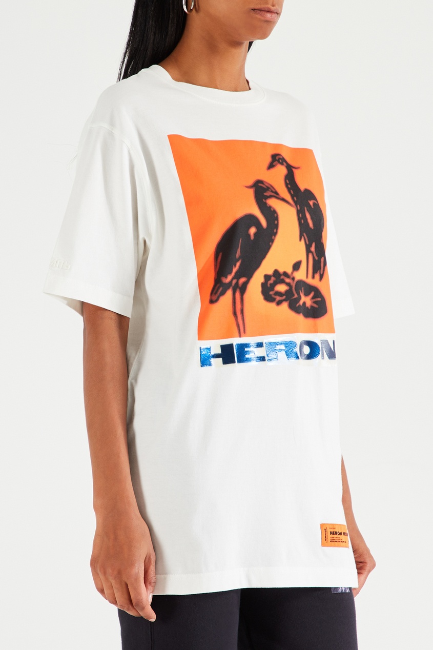 фото Белая футболка с надписью heron heron preston