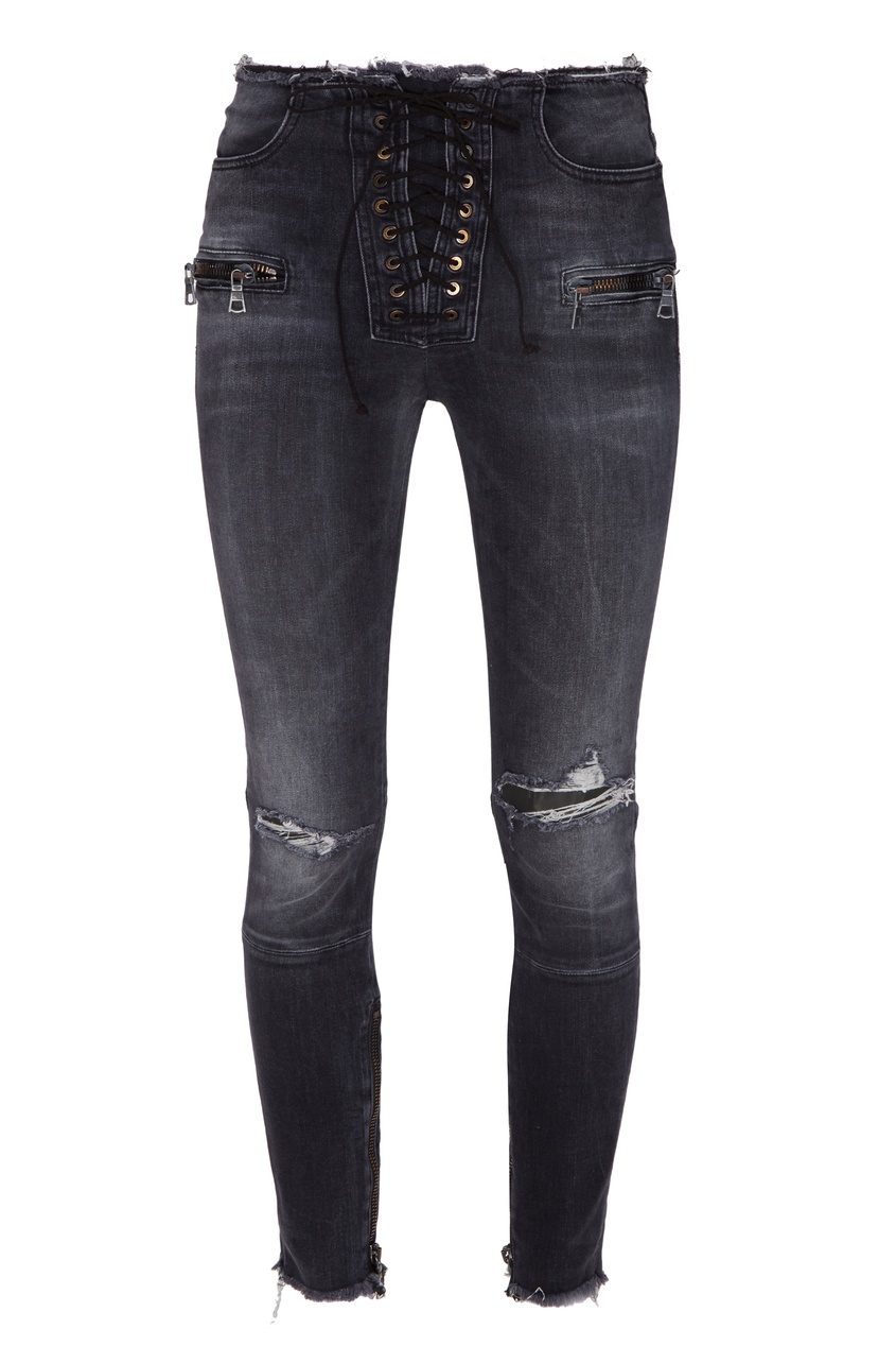 фото Черные джинсы со шнуровкой unravel project