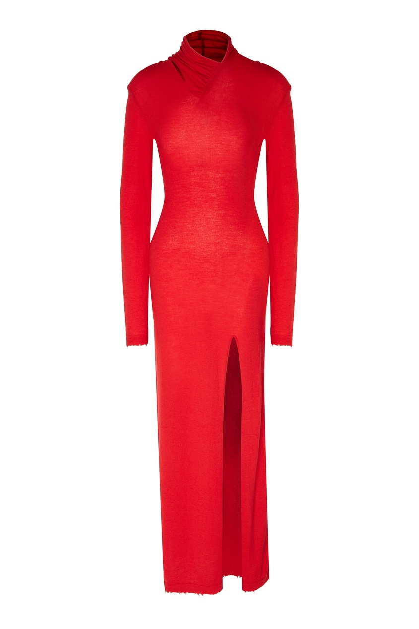 фото Красное платье из шерсти unravel project