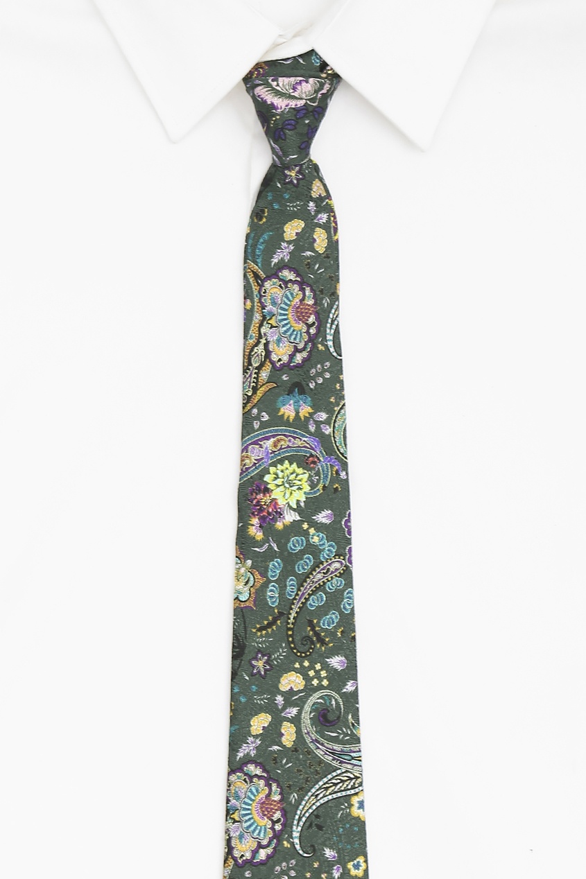 фото Зеленый галстук с узором пейсли Etro