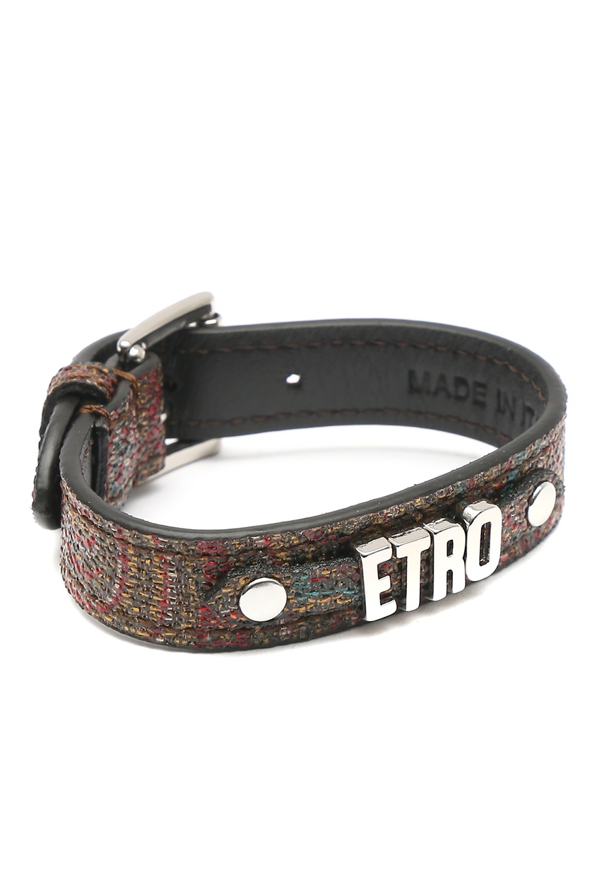 фото Фактурный браслет с серебристым логотипом Etro