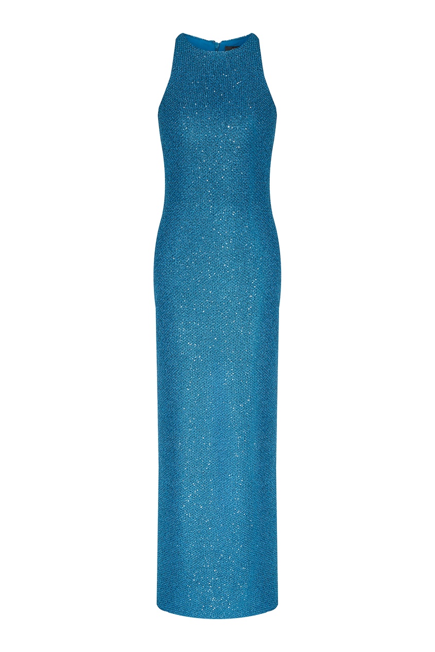 фото Длинное голубое платье с пайетками st. john